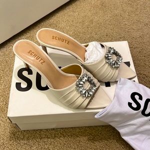 Schutz white sandal heel
